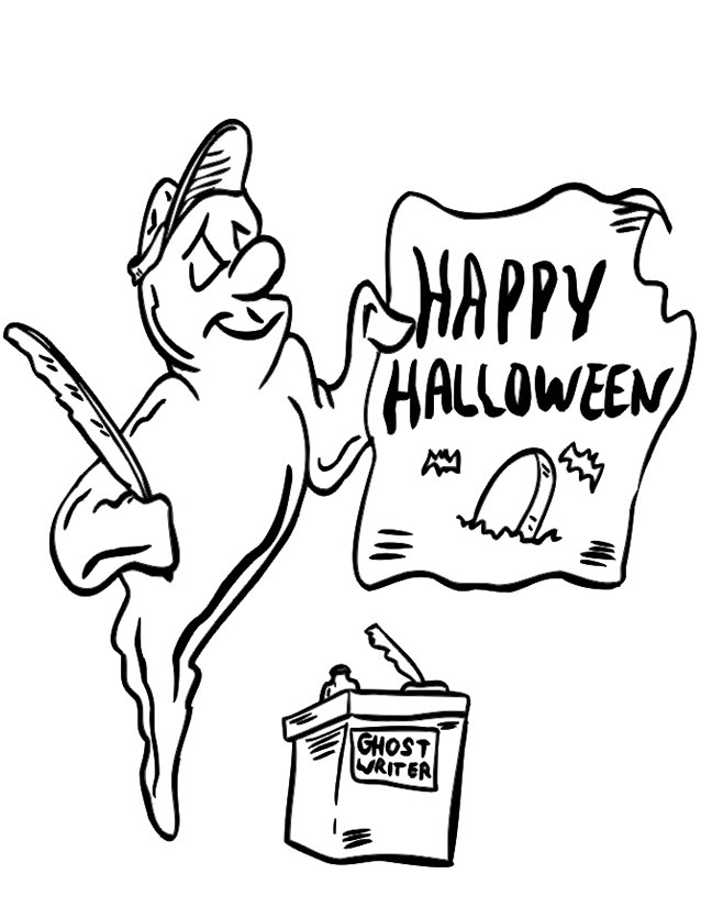 Coloriage d'un fantôme flottant dans un décor de nuit