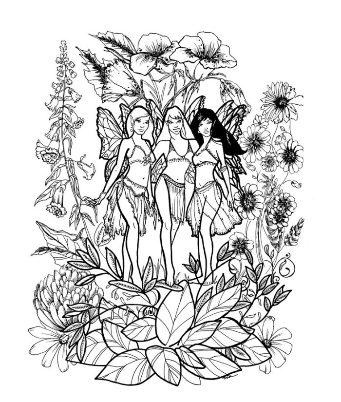 Fée en vol dans une forêt enchantée avec des fleurs