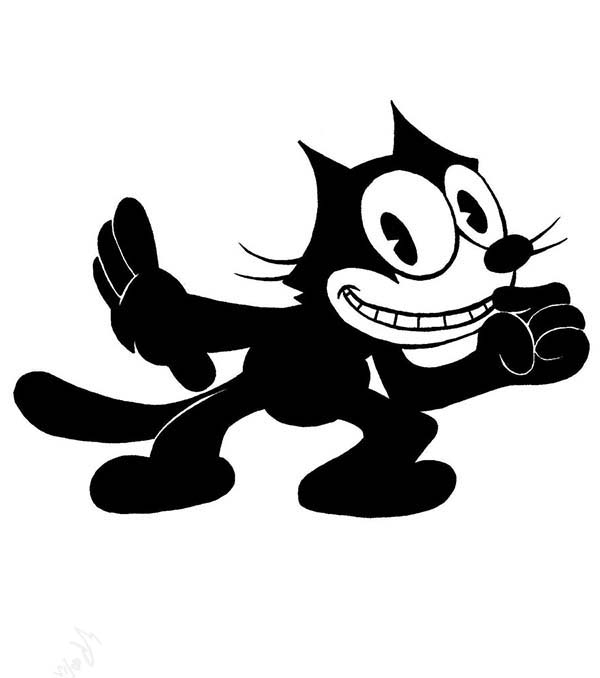 Felix le chat s'amuse dans un décor ludique