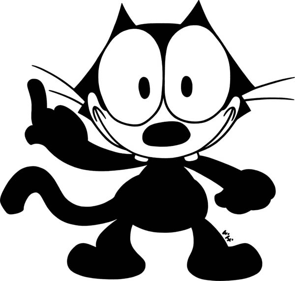Félix le chat en pleine aventure dans un décor ludique