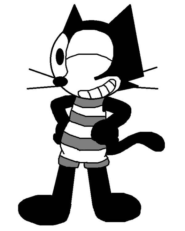 Félix le Chat en pleine aventure sur un fond simple