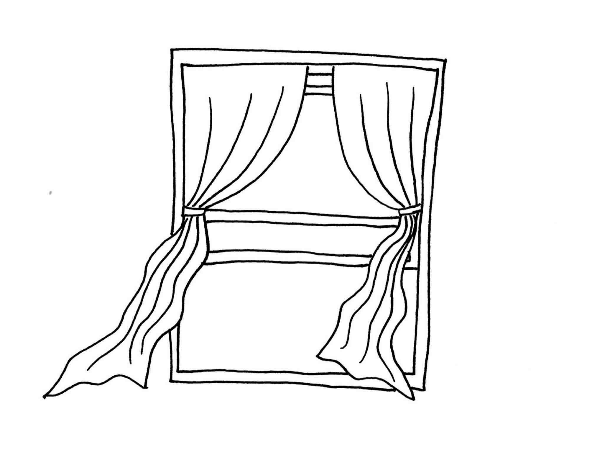 Coloriage d'une fenêtre avec un décor naturel et un chat