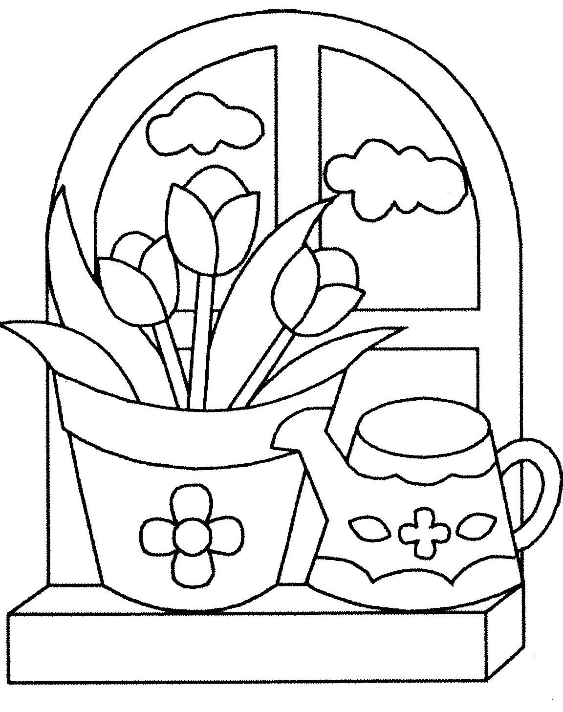 Coloriage d'une fenêtre ornée de détails architecturaux