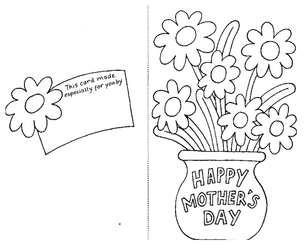 Un coloriage de fête des mères avec un bouquet de fleurs et un message chaleureux