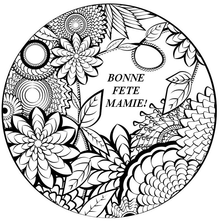Coloriage fête des mères avec des fleurs et un cœur