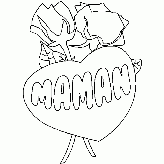 Coloriage fête des mères avec un bouquet de fleurs et un message affectueux