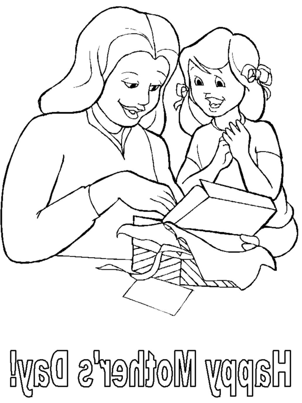 Coloriage fête des mères avec un bouquet de fleurs et un mot doux