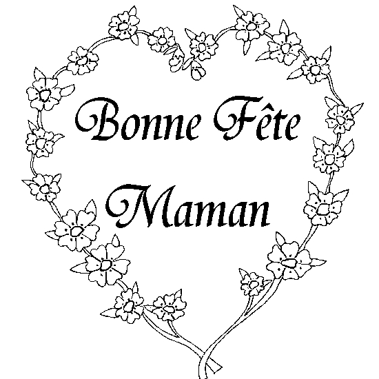 Coloriage de la fête des mères avec un bouquet de fleurs et un cœur