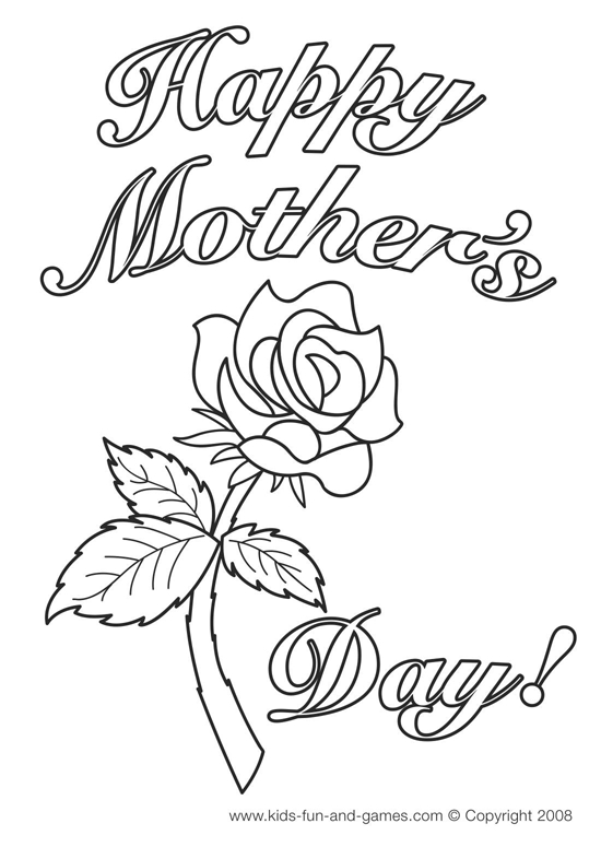 Coloriage fête des mères avec un bouquet de fleurs et un message affectueux