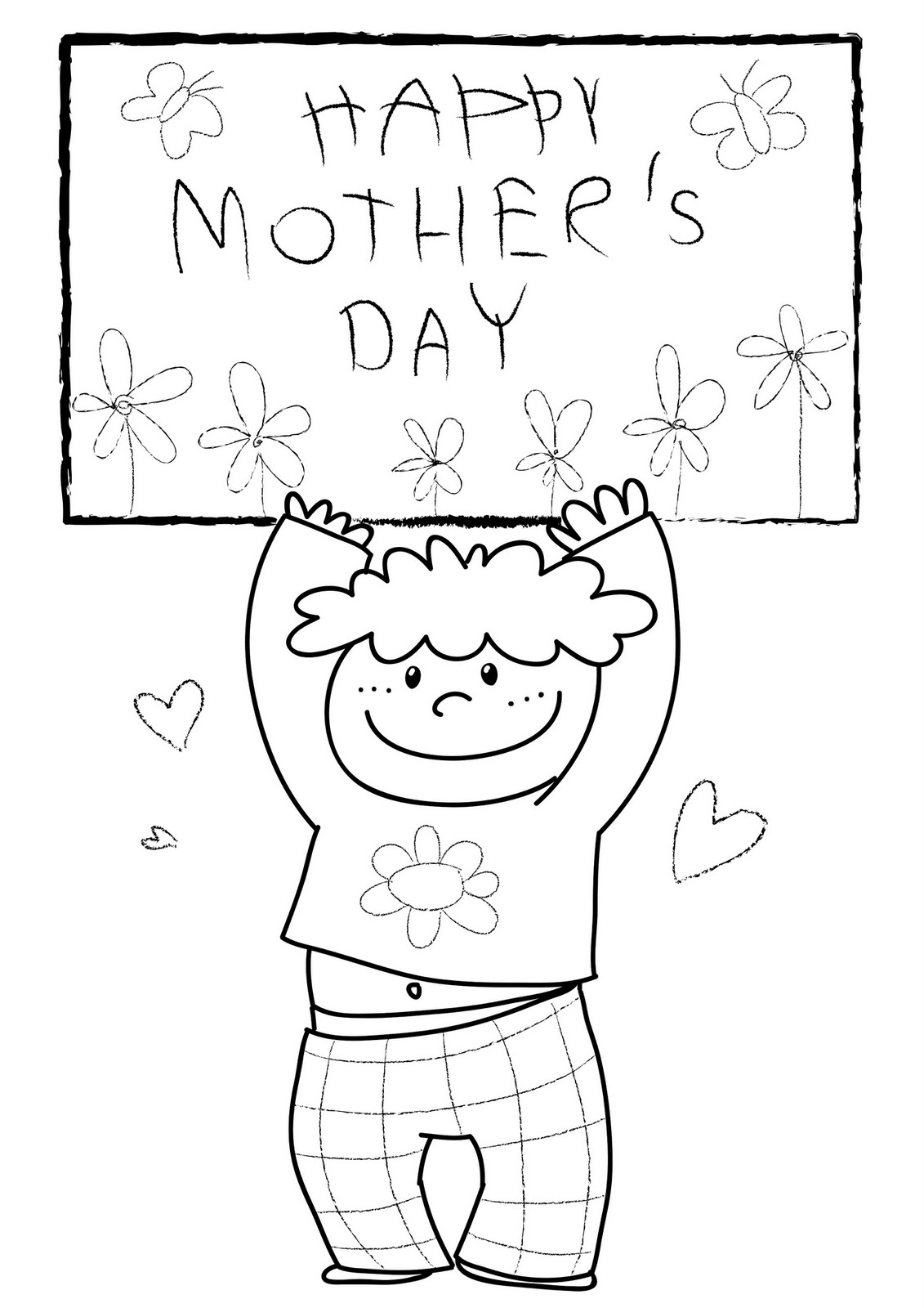 Coloriage fête des mères avec des fleurs et un message affectueux