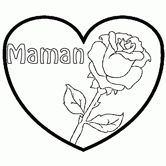 Coloriage de la fête des mères avec un bouquet de fleurs et un message affectueux