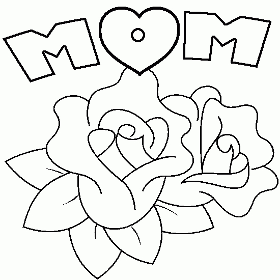 Coloriage fête des mères avec un bouquet de fleurs et un cœur