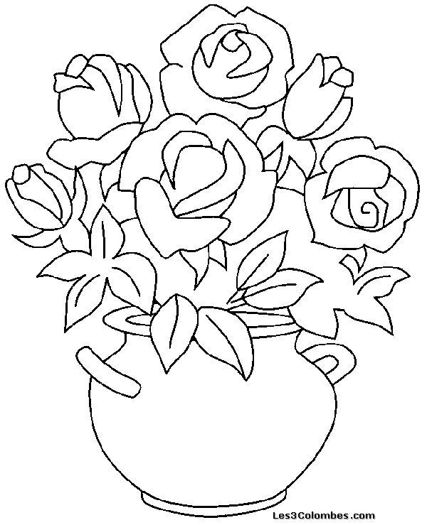 Coloriage de la fête des mères avec un bouquet de fleurs et un message tendre