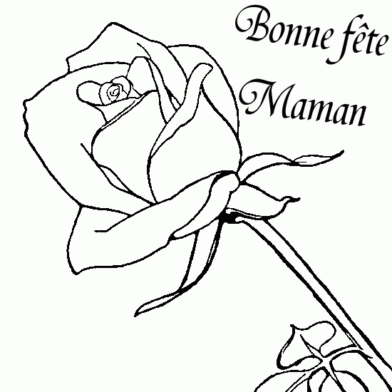 Coloriage de la fête des mères avec un bouquet de fleurs et un message doux