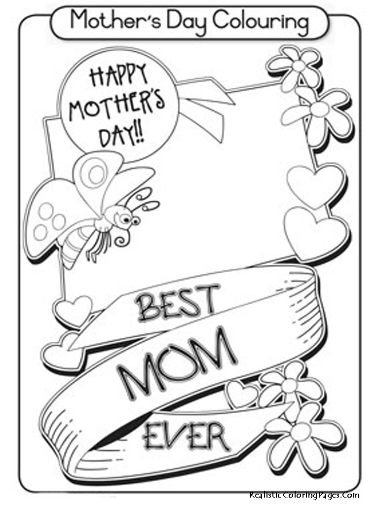 Coloriage de la fête des mères avec un bouquet de fleurs et des cœurs