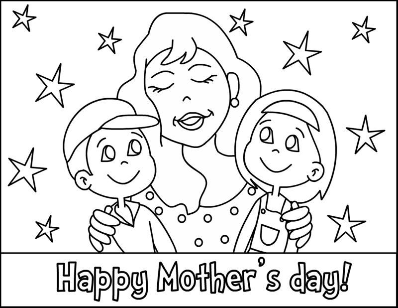 Coloriage d'une fête des mères avec un bouquet de fleurs et un message d'amour