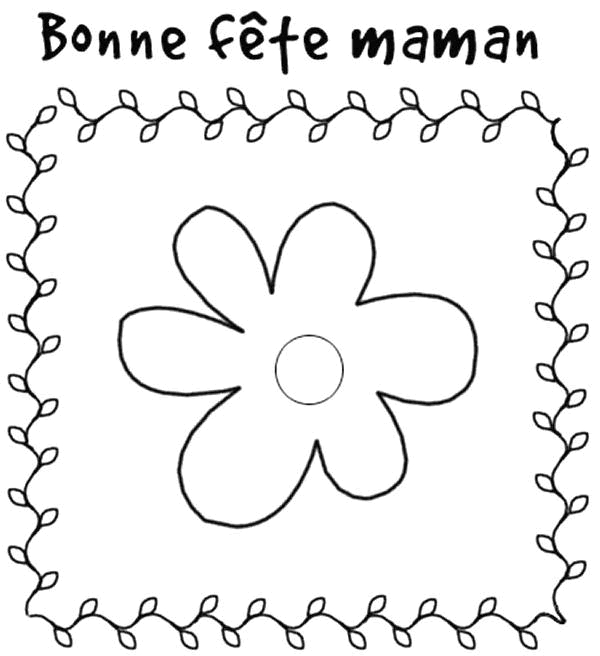Coloriage d'une fête des mères avec des enfants et des fleurs