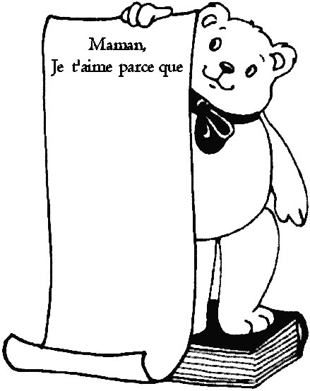 Coloriage d'une fête des mères avec des fleurs et un message tendre