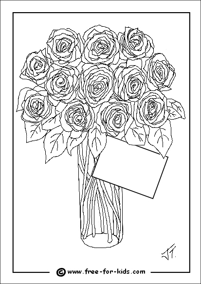 Coloriage de la fête des mères avec un bouquet de fleurs et un message d'amour