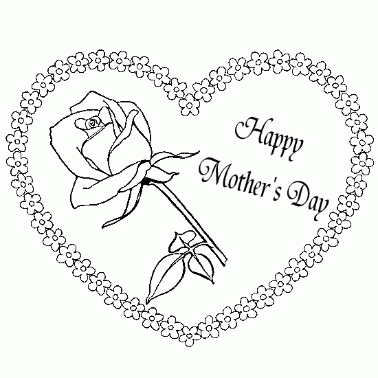 Coloriage fête des mères avec un bouquet de fleurs et un message affectueux