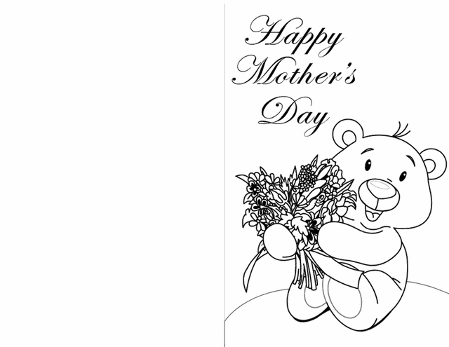 Coloriage de la fête des mères avec un bouquet de fleurs et un message doux