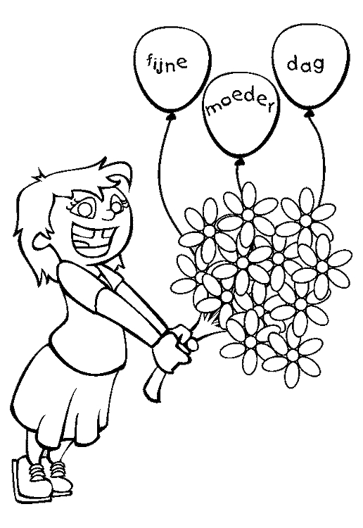 Coloriage fête des mères avec des fleurs et un message chaleureux