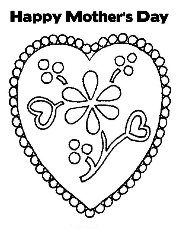 Coloriage fête des mères avec un bouquet de fleurs et un message doux