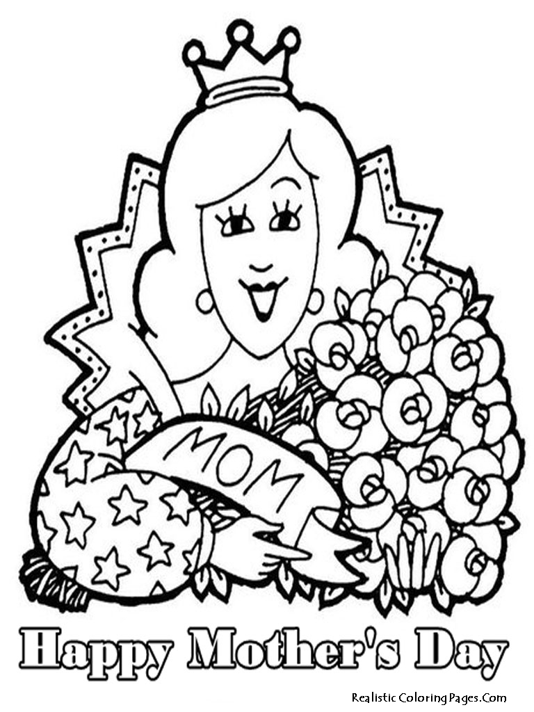 Un coloriage de la fête des mères avec un bouquet de fleurs et un message d'amour