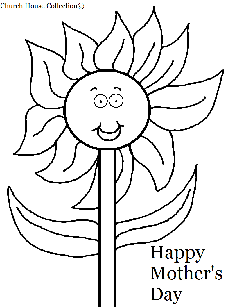 Coloriage de la fête des mères avec un bouquet de fleurs