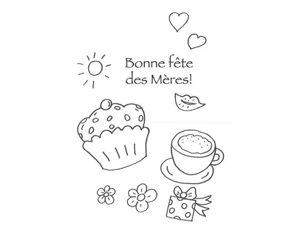 Coloriage fête des mères avec un bouquet de fleurs et un message tendre
