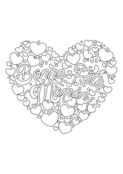 Coloriage de la fête des mères avec des enfants et des fleurs