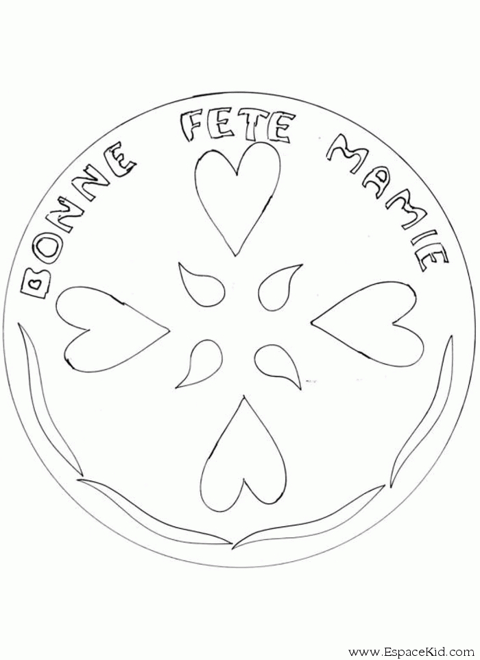 Coloriage fête des mères avec un bouquet de fleurs et un cœur