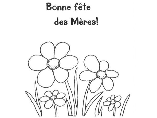 Un coloriage dédié à la fête des mères avec des fleurs et des cœurs