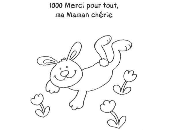 Un coloriage de fête des mères avec des fleurs et un message affectueux
