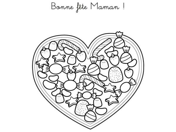 Coloriage de la fête des mères avec un enfant et des fleurs