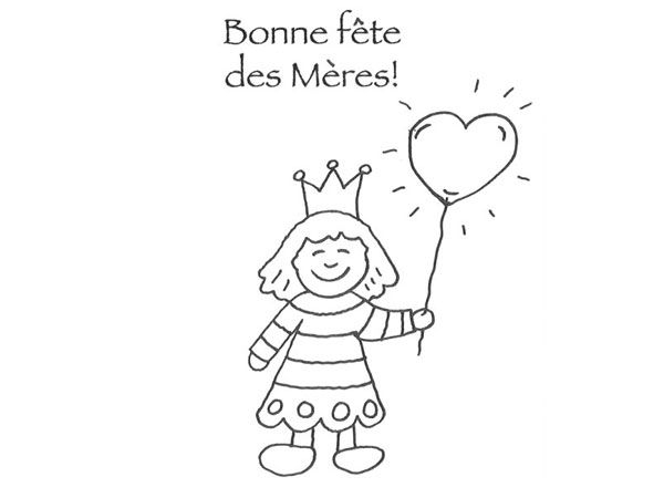 Coloriage fête des mères avec un bouquet de fleurs et un message doux
