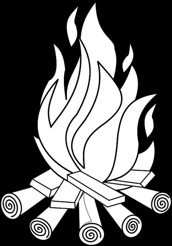 Scène de feu de camp avec arbres et nuit étoilée