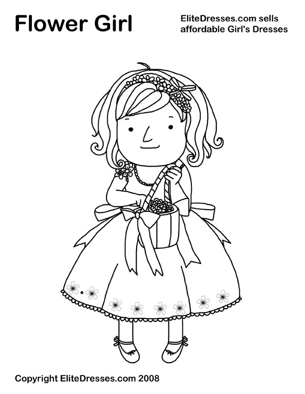 Coloriage d'une fillette jouant dans un jardin fleuri