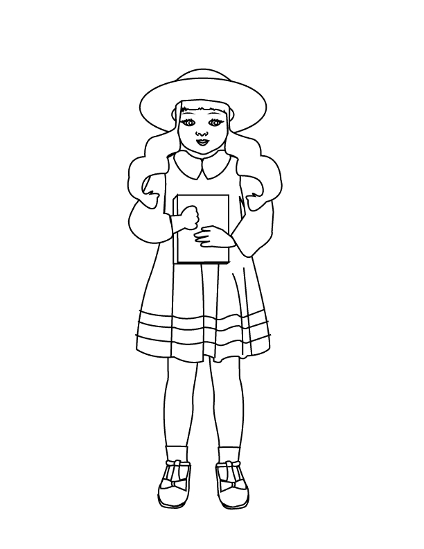 Coloriage d'une fillette jouant dans un jardin fleuri