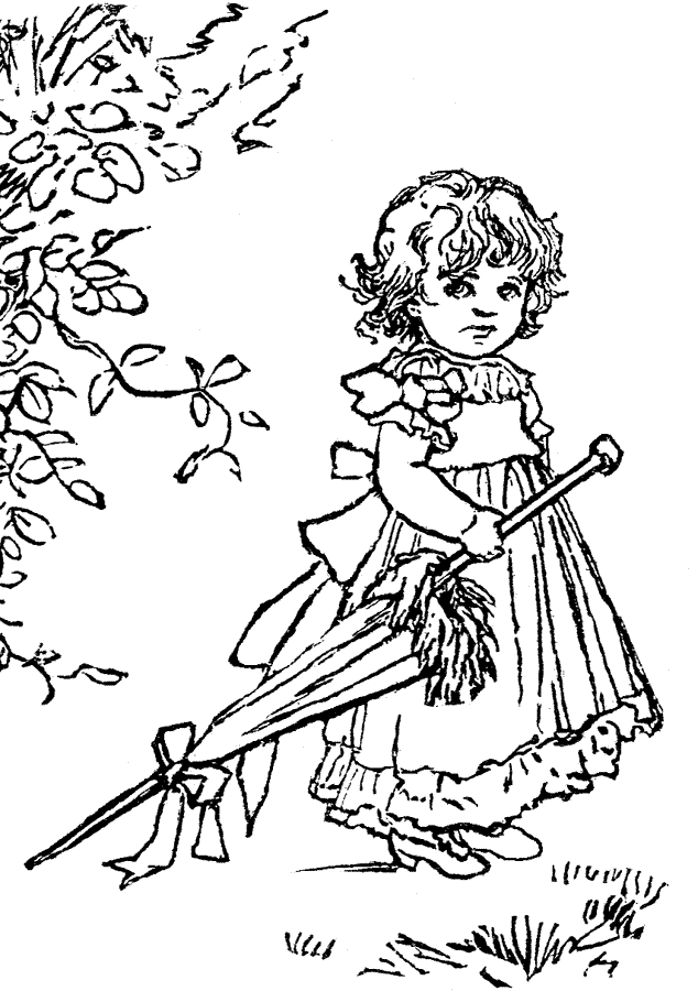 Une fillette joyeuse jouant avec un chat dans un jardin fleuri