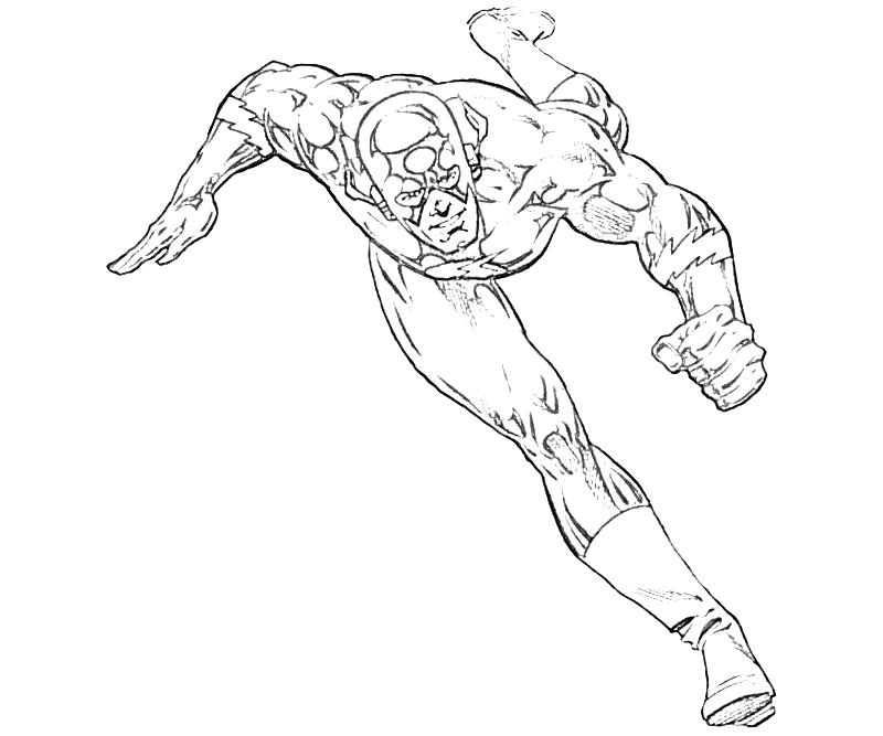 Coloriage de Flash, le super-héros en pleine action