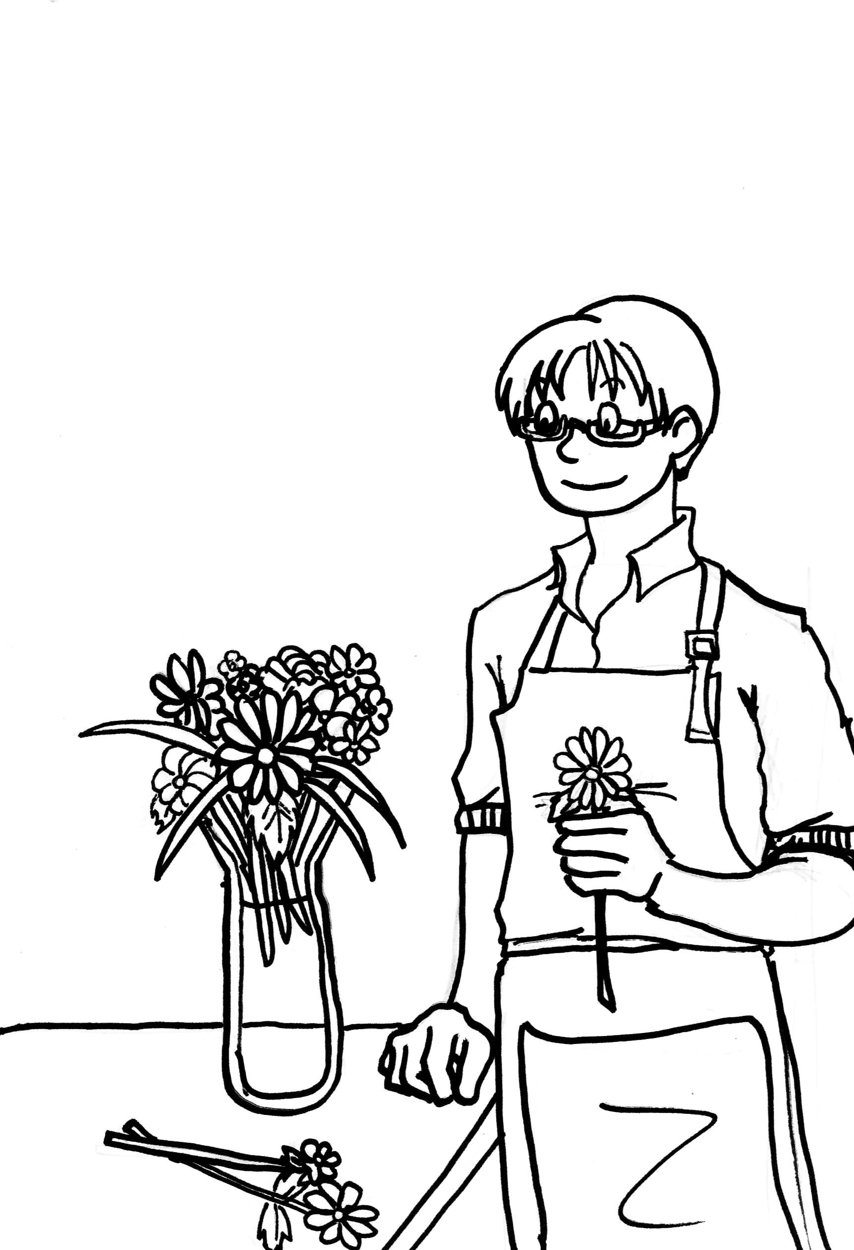 Un fleuriste entouré de bouquets colorés dans son magasin