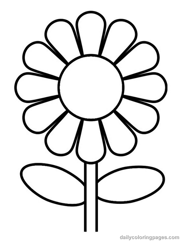 Coloriage de fleurs avec tiges et feuilles