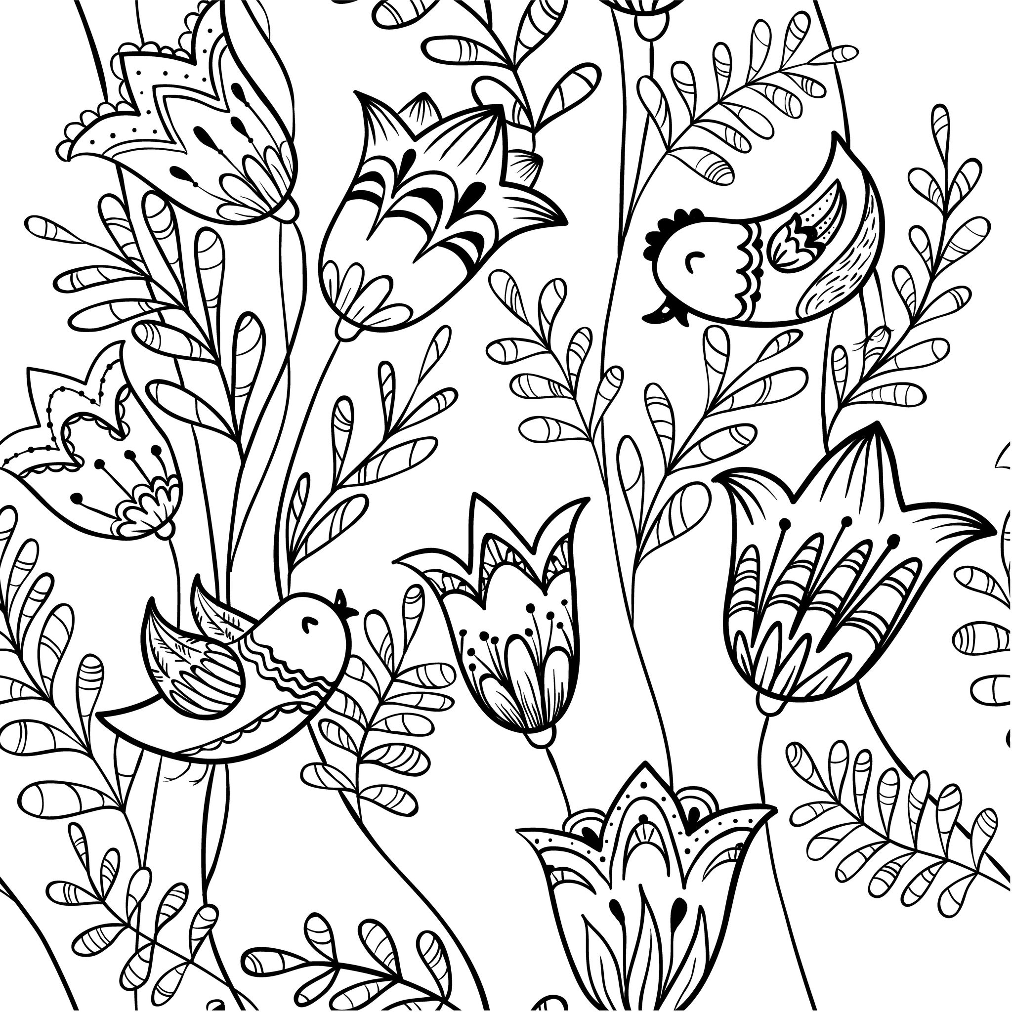 Coloriage de fleurs stylisées avec des formes variées