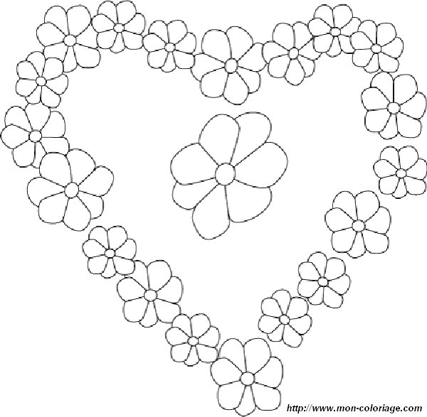 Coloriage de fleurs variées sur un fond naturel