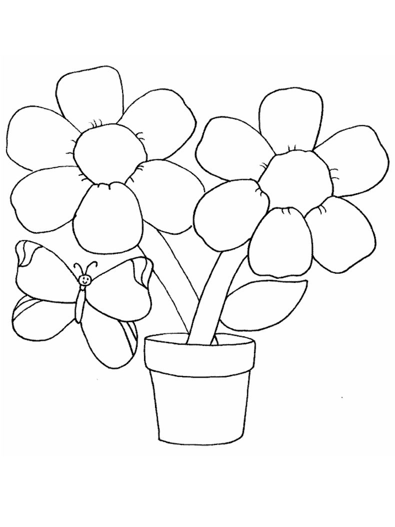 Coloriage de fleurs variées en pleine floraison