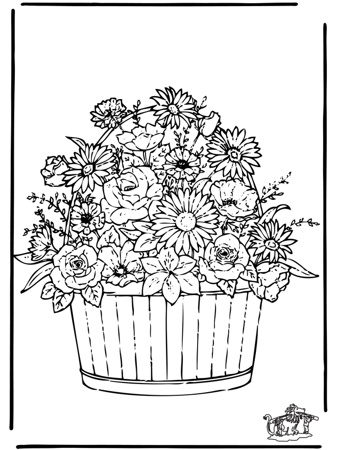 Coloriage de fleurs variées dans un jardin luxuriant