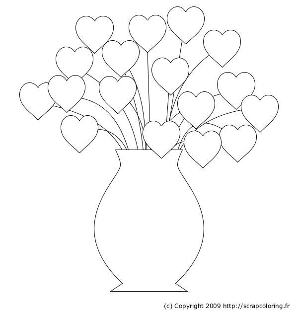 Coloriage de fleurs en bouquet sur fond stylisé