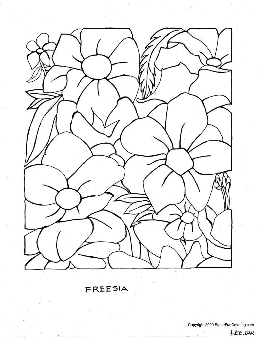 Coloriage de fleurs variées dans un jardin
