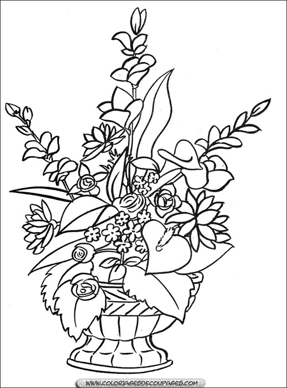 Coloriage de fleurs variées sur fond naturel